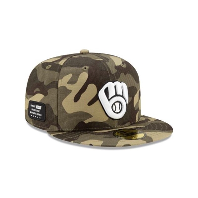 Milwaukee Brewers Gorra | New Era MLB Armed Forces Weekend 59fifty Fitted Cap Mexico - Verdes